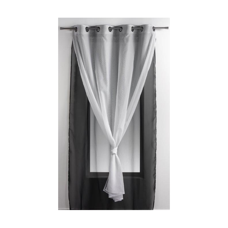 Voilage double à oeillets - 140 x 240 cm - Noir et blanc - Double ... Voilage double à oeillets - 140 x 240 cm - Noir et blanc - Double ...