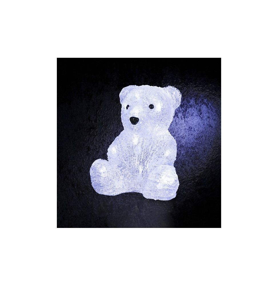 décoration lumineuse ourson - 16 led blanc froid - a piles