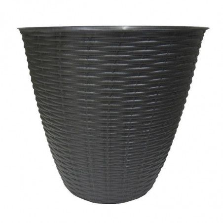 Cache-pot - PAGLIA - D 14 x H 13 cm - Anthracite