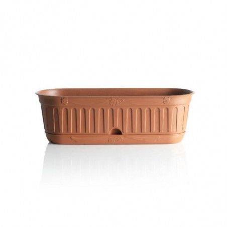 Jardinière avec soucoupe 'Etika" en plastique - D 48 cm - Terracotta - 7L