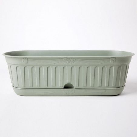 Jardinière avec soucoupe 'Etika" en plastique - D 48 cm - Vert sauge - 7L