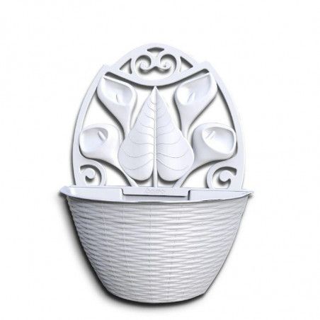 Pot de fleurs mural - GERLA PAGLIA - Blanc - L 32 x P 16 x H 42,5 cm