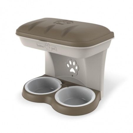 Gamelle pour chiens murale - 48 x 27 cm - Taupe