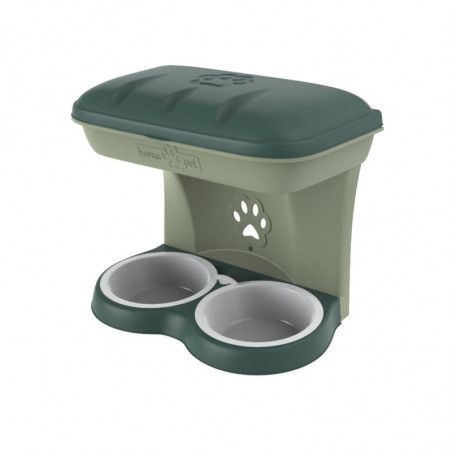 Gamelle pour chiens murale - 48 x 27 cm - Vert