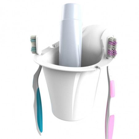 Porte brosse à dents - L 12,2 cm x l 13,1 cm x H 12,8 cm - Blanc
