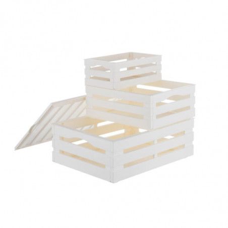 Set de 3 boîtes - Tina Tris - L 41 cm x l 31 cm x H 15 cm - Blanc