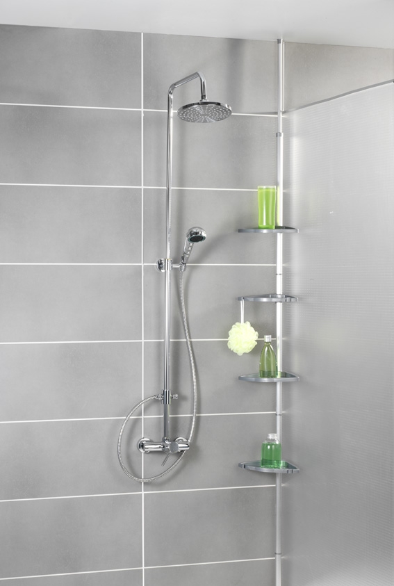 Etagère télescopique d'angle de douche AKALNNY- Hauteur