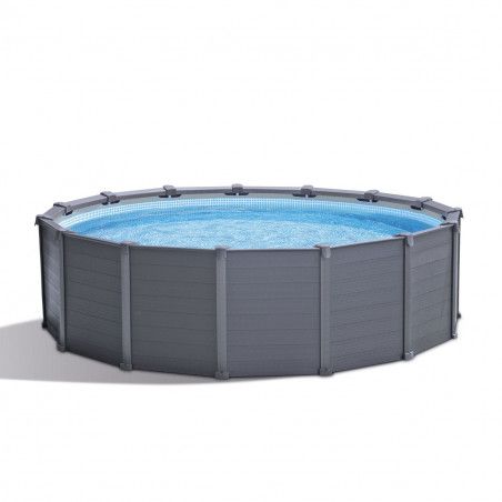 Piscine tubulaire ronde graphite - D 478 x 124 cm - PVC - Gris