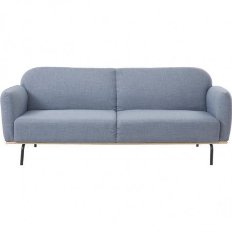 Canapé lit en velours - Cheparton - L 204 x l 80 x H 80 cm - Bleu