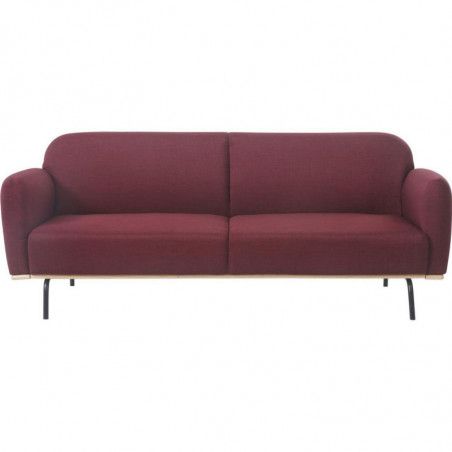 Canapé lit en velours - Cheparton - L 204 x l 80 x H 80 cm - Rouge