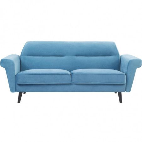 Canapé scandinave en velours - Bayron - L 204 x l 75 x H 87 cm - Bleu