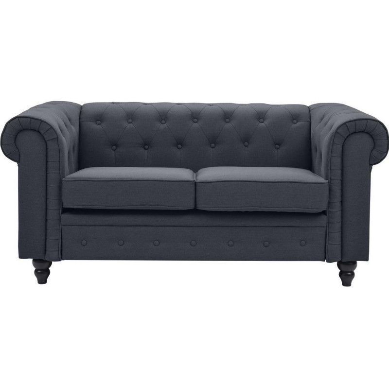 Canapé vintage - 2 places - Bristol - L 160 x l 82 x H 72 cm - Anthracite