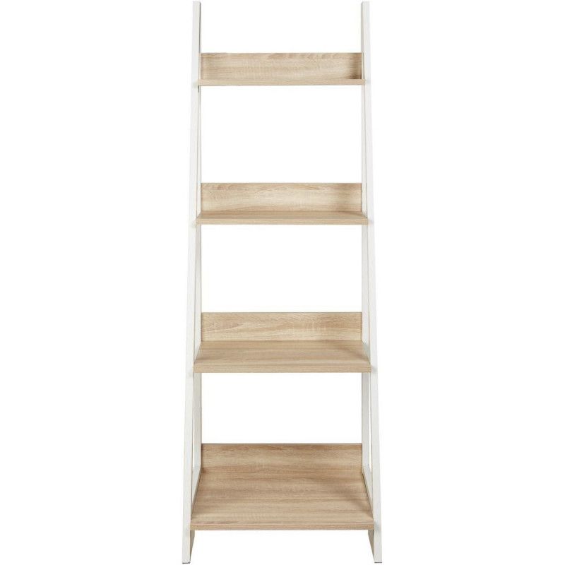 Etagère en chêne - Opole - L 52 x l 47,5 x H 146,5 cm - Beige et blanc