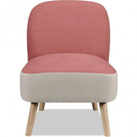 Fauteuil bicolore - Dopio - L 60 x l 70 x H 79 cm - Rose et blanc