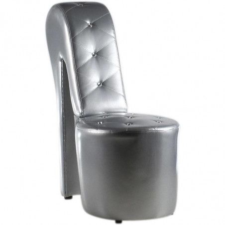 Fauteuil chaussure avec diamants - L 47 x l 105 x H 102 cm - Argenté