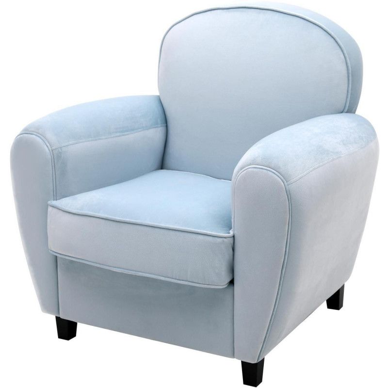 Fauteuil club en velours - Jumbo - L 80 x l 70 x H 85 cm - Bleu