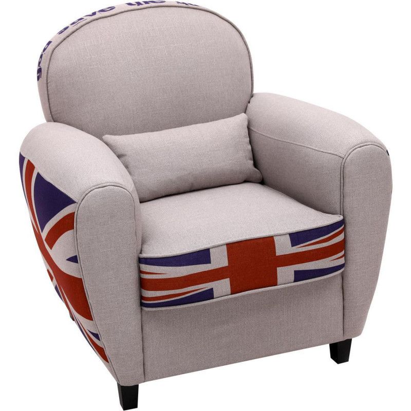 Fauteuil club - Jumbo - L 80 x l 70 x H 85 cm - Drapeau anglais