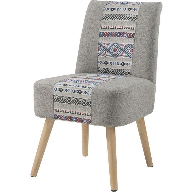 Fauteuil en tissu imprimé - Celaya - L 48 x l 48 x H 82 cm - Gris