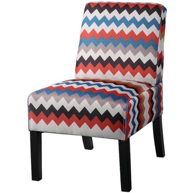 Fauteuil en tissu imprimé rayures - Fido - L 50 x P 64 x H 83 cm - Multicolore