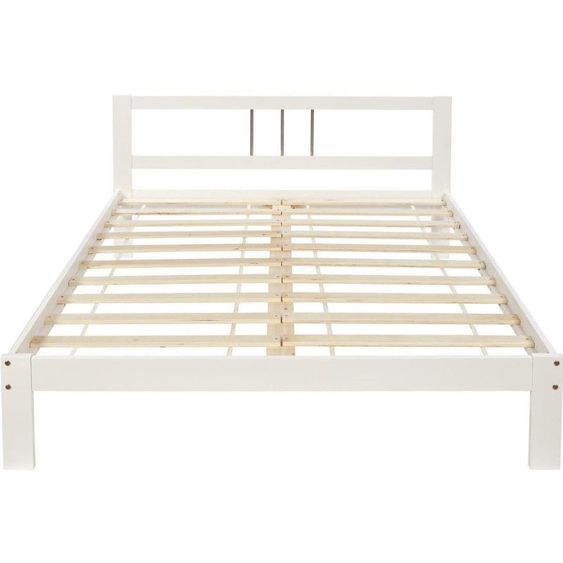 Lit en pin pour adulte - 140 x 190 cm - Blanc