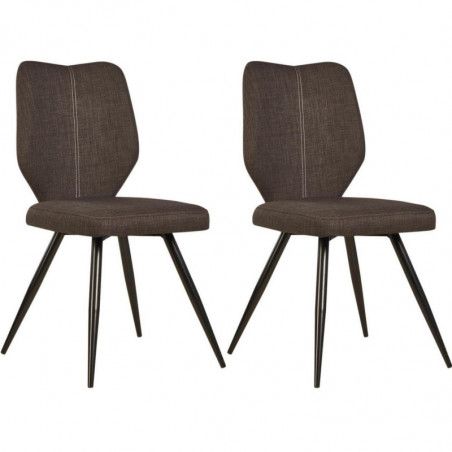 Lot de 2 chaises de séjour - Barbara - L 50 x l 50 x H 89 cm - Marron