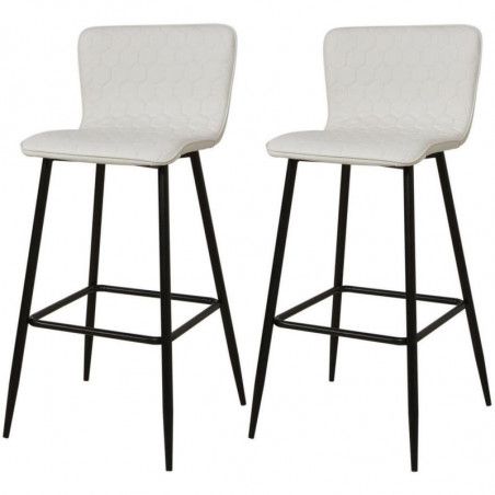 Lot de 2 tabourets de bar - L 46 x l 45,5 x H 103 cm - Ceramika  - Blanc