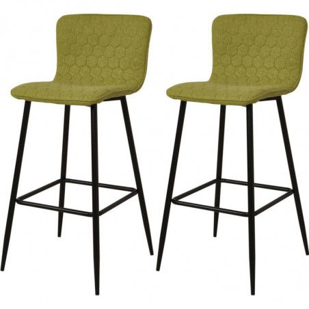 Lot de 2 tabourets de bar - Vegas - L 46 x l 45,5 x H 103 cm - Vert