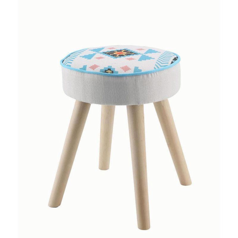 Pouf - Assise coussin - Taxco - D 30 x H 37 cm - Blanc