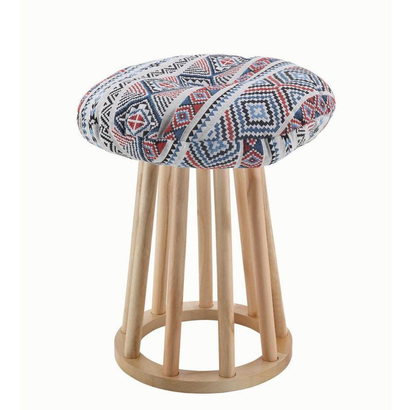 Pouf - Assise coussin aztèque - D 30 x H 42 cm - Mexico