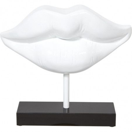 Sculpture en résine - Bouche - L 47 x l 17 x H 42 cm - Blanc