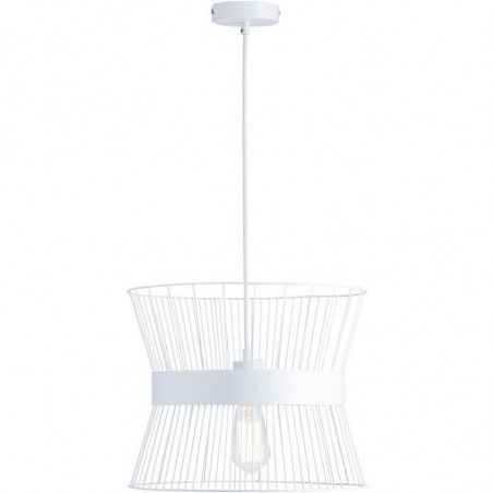 Suspension luminaire - Cage métallique - D 35 x H 135 cm - Blanc