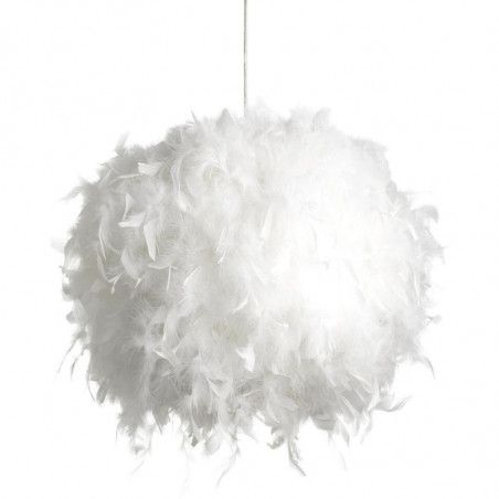 Suspension luminaire en plumes - D 25 x H 120 cm - Blanc