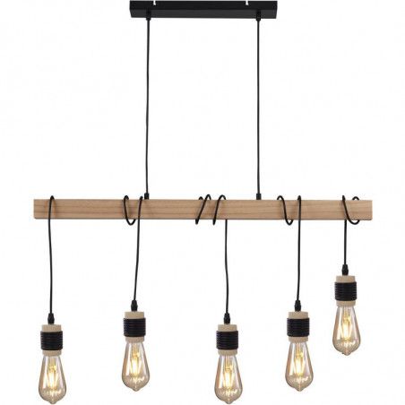 Suspension luminaire industrielle - 5 ampoules - L 7 x l 90 x H 150 cm