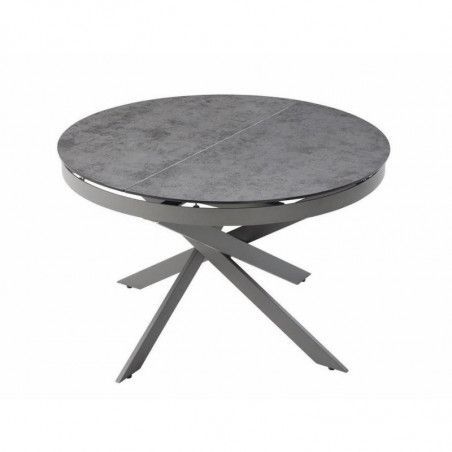 Table à manger extensible - Nelson - D 120 x H 76 cm - Gris