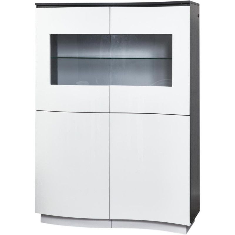 Vaisselier avec LED - L 110 x P 45 x H 152 cm - Blanc et gris