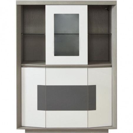 Vitrine - Plymouth - L 120 cm x P 45 cm x H 155 - Gris