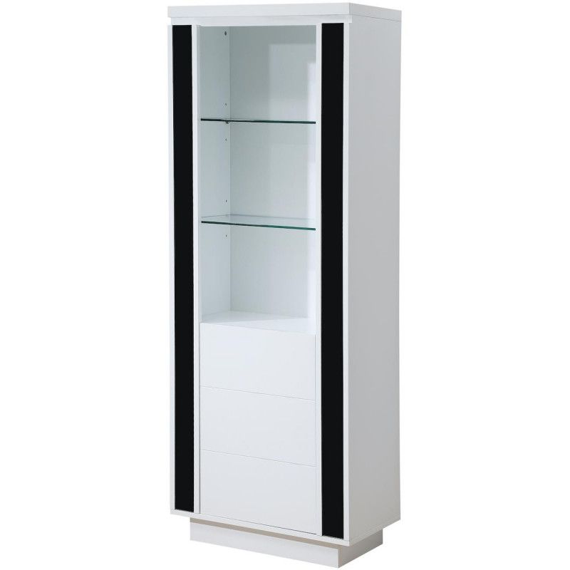 Vitrine - Eclipse - L 70 x P 40 x H 180 cm - Blanc et noir
