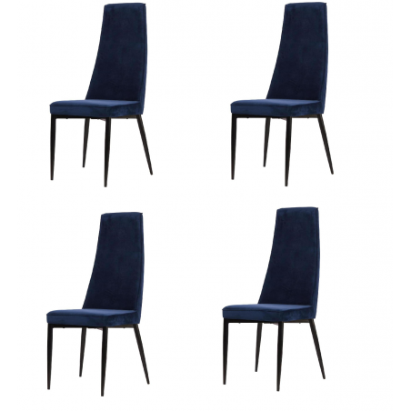 Lot de 4 chaises vintage - Prestige - L 57 x l 44 x H 107 cm - Bleu