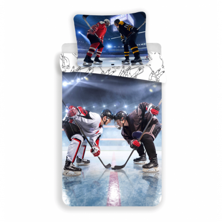 Parure de lit hockey sur glace - 140 x 200 cm - Bleu