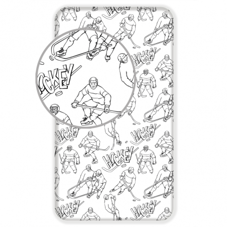 Drap en coton hockey - 90 x 200 + 25 cm - Blanc
