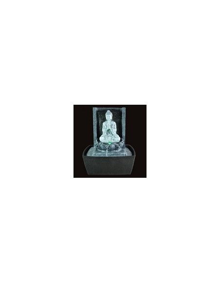 Fontaine Nirvana Bouddha avec LED - Noir et gris - H 26 cm