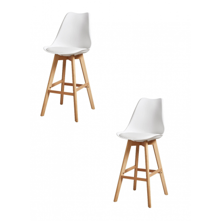 Lot 2 tabourets de bar - Adda - L 49 x l 50 x H 110 cm - Blanc