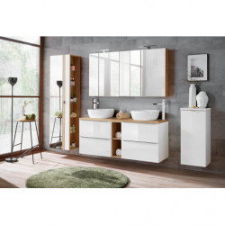 Armoire Murale Salle De Bain Elise Oak - 1 Porte, 3 étagères, Fermeture Douce