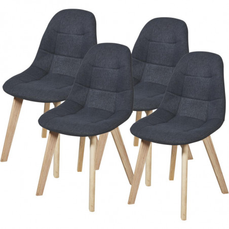 Lot de 4 chaises en tissu - Saba - L 46,5 x l 53 x H 83 cm - Graphite
