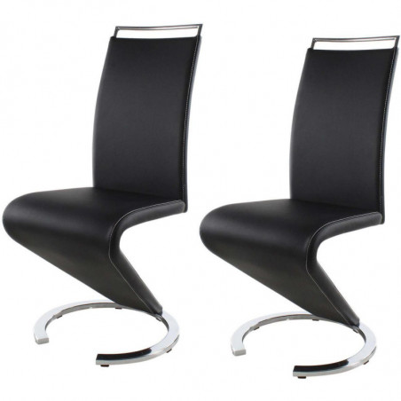 Lot de 2 chaises design - Sidney - L 50 x l 55 x H 105 cm - Noir