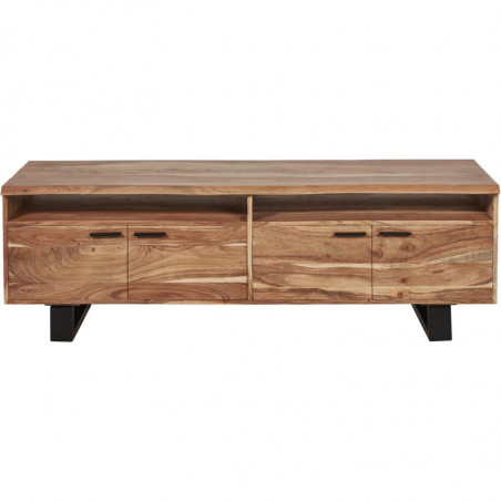 Meuble TV - 4 portes - Goa - L 160 x l 45 x H 53 cm - Marron