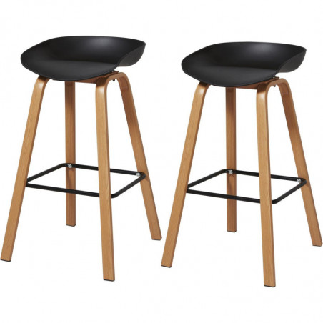 Lot de 2 tabourets - Ariana - L 49,5 x l 52 x H 84 cm - Noir