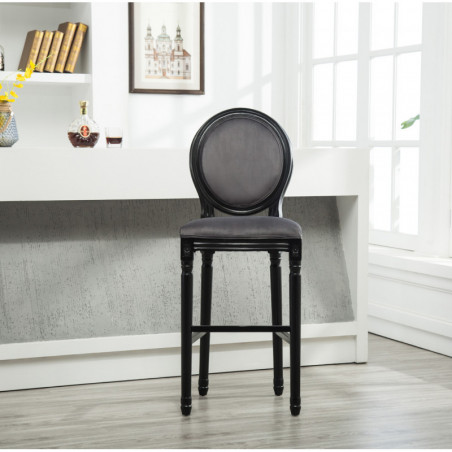 Tabouret de bar royal - Medaillon - L 48 x l 38 x H 119 cm - Gris et Noir