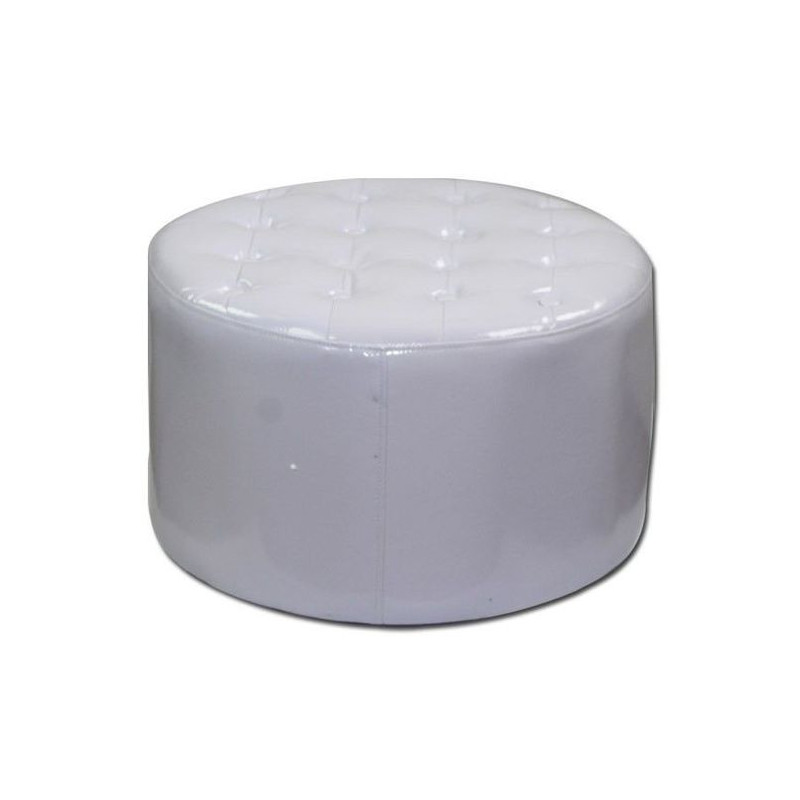 Pouf rond - Elisabeth - D 58 x H 36 cm - Blanc