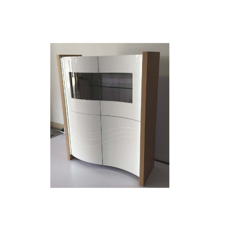 Vitrine Atlantis à 4 portes en bois - L 120 x l 45 x H 152 cm - Gris